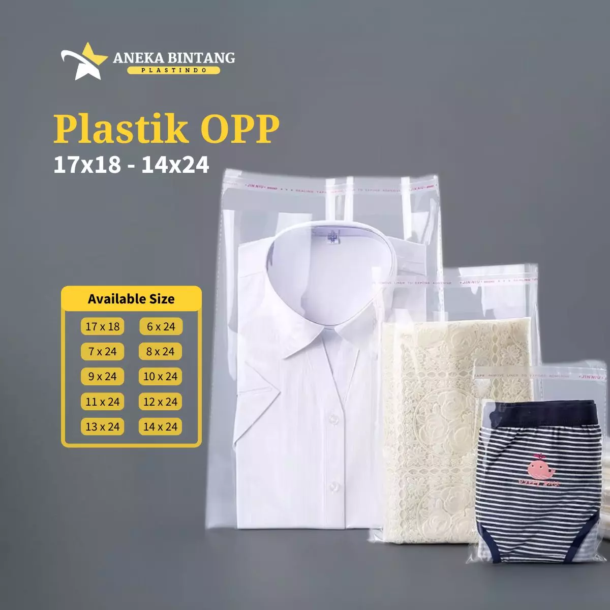 Plastik OPP (17x18 s/d 14x24) 18 mic 100lbr