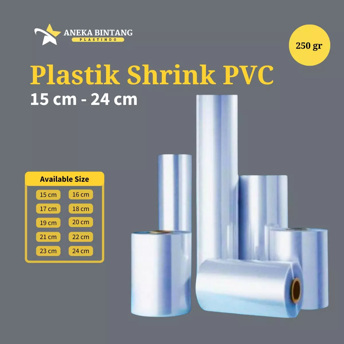 Plastik Shrink PVC (15 cm s/d 24 cm) 250gr
