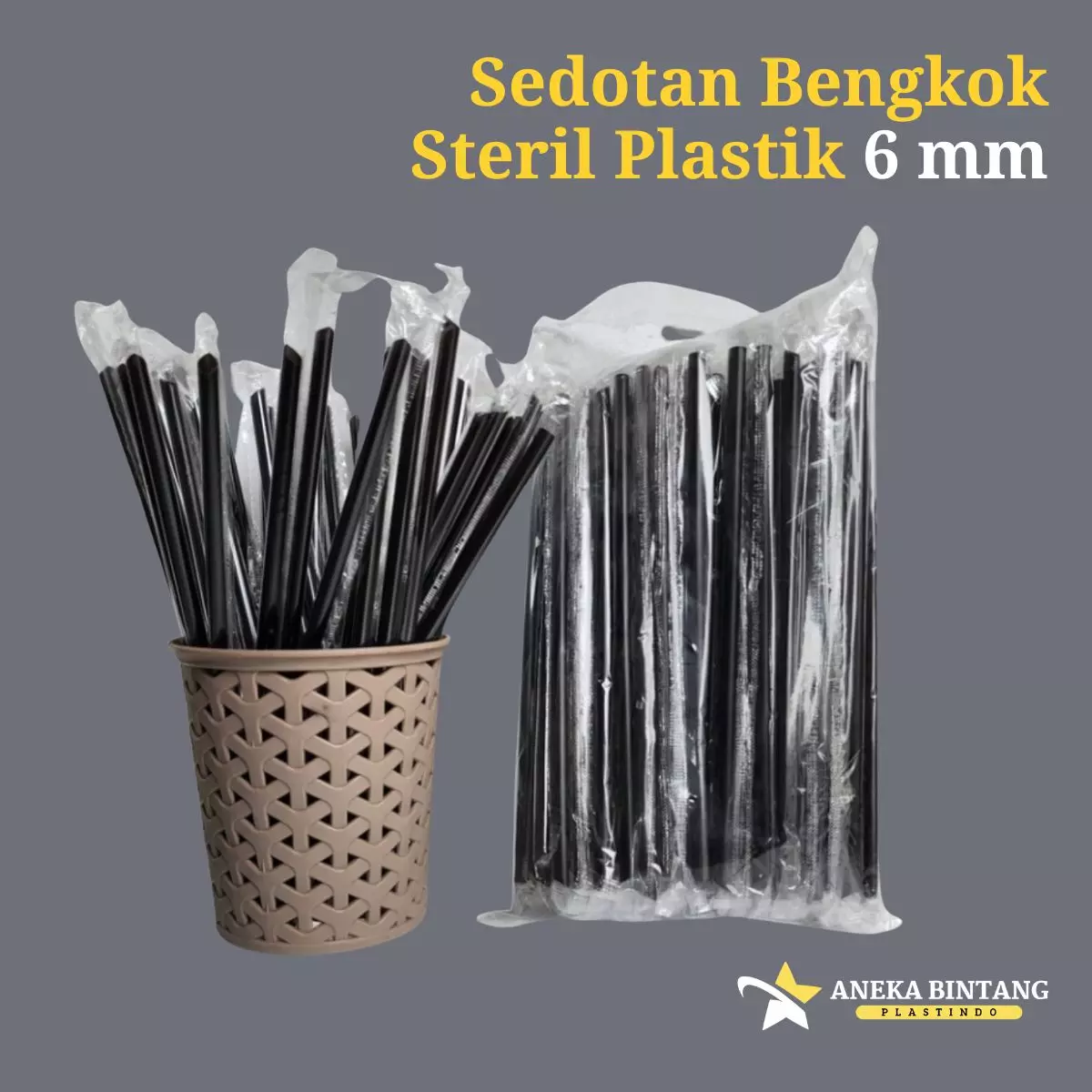 Sedotan Bengkok 6mm Steril Plastik