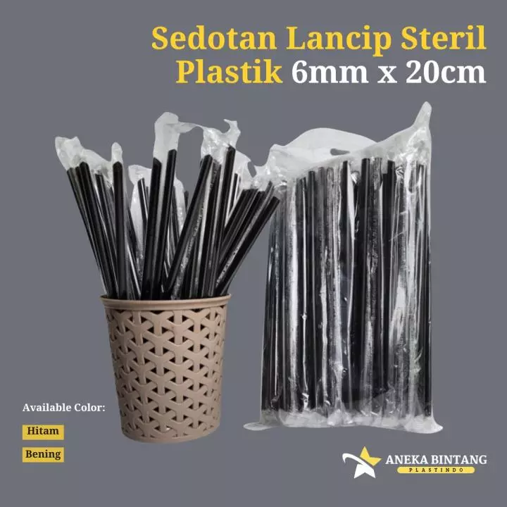 Sedotan 6mm x 20cm Lancip Steril Plastik