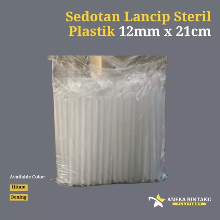 Sedotan 12mm x 21cm Lancip Steril Plastik