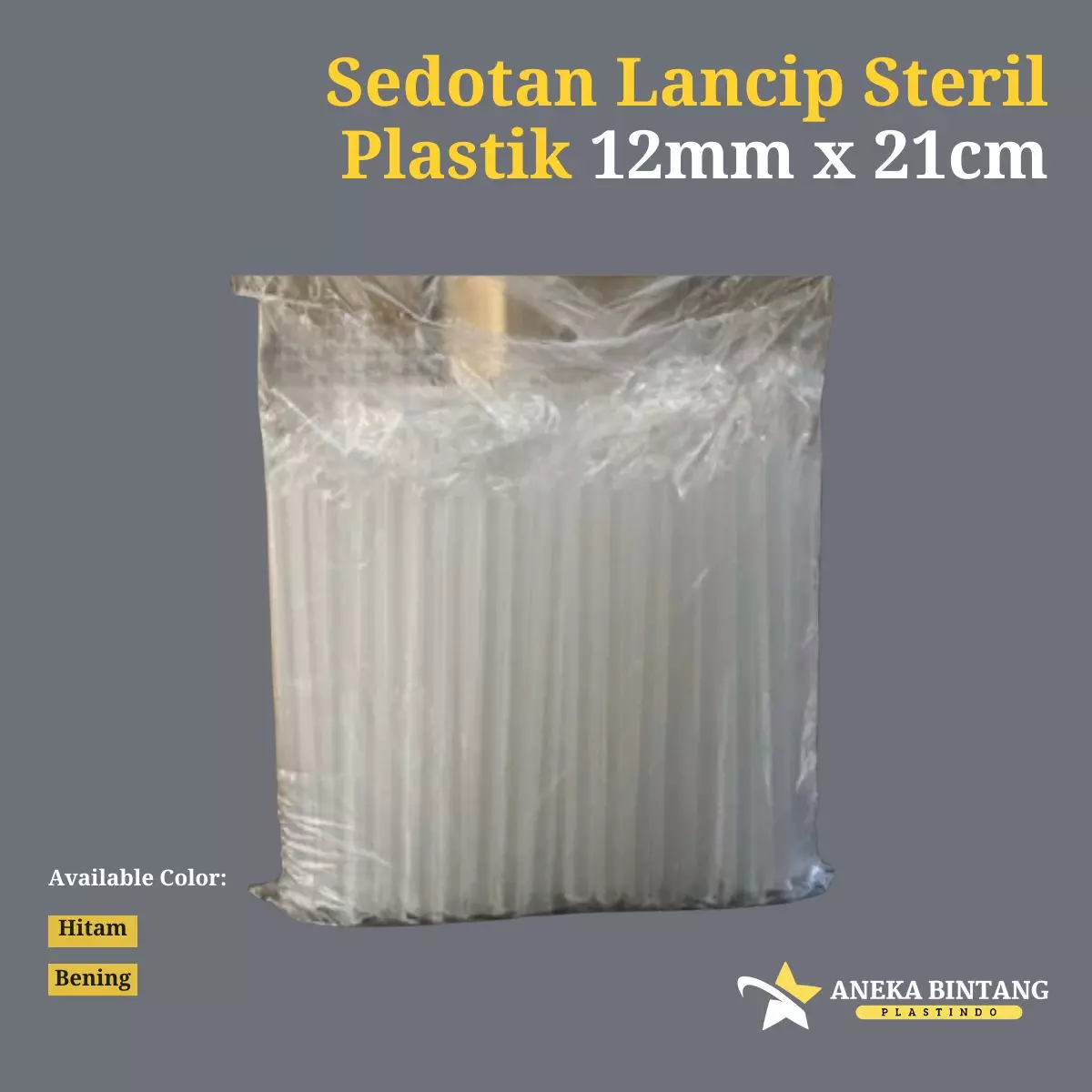 Sedotan 12mm x 21cm Lancip Steril Plastik