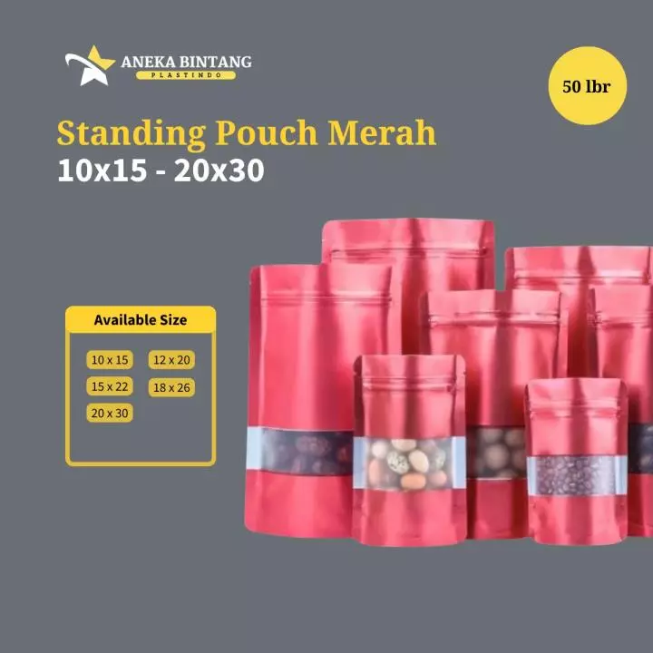 Standing Pouch (10 x 15 s/d 20x30) MERAH 50lbr