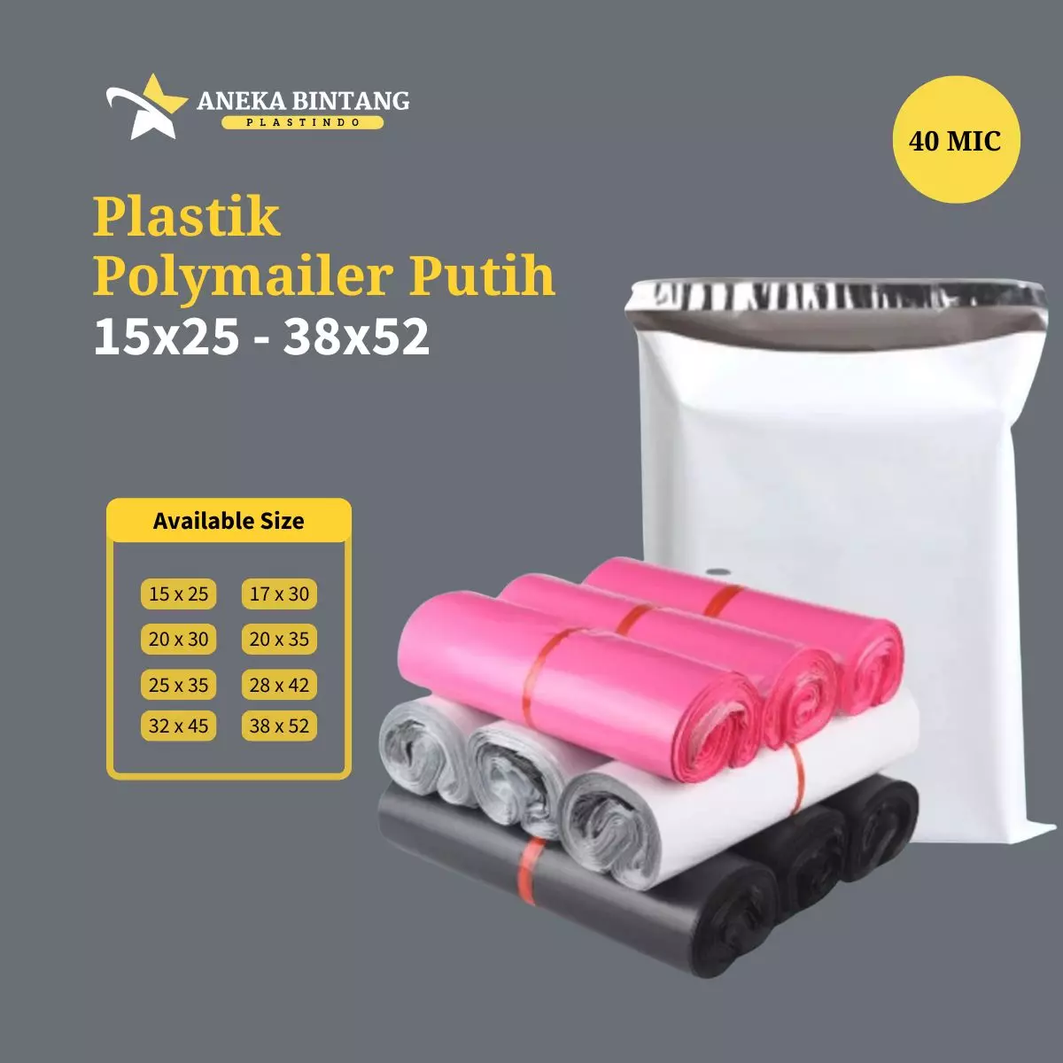 Plastik Polymailer PUTIH (15 x 25 s/d 38 x 52) 40 mic