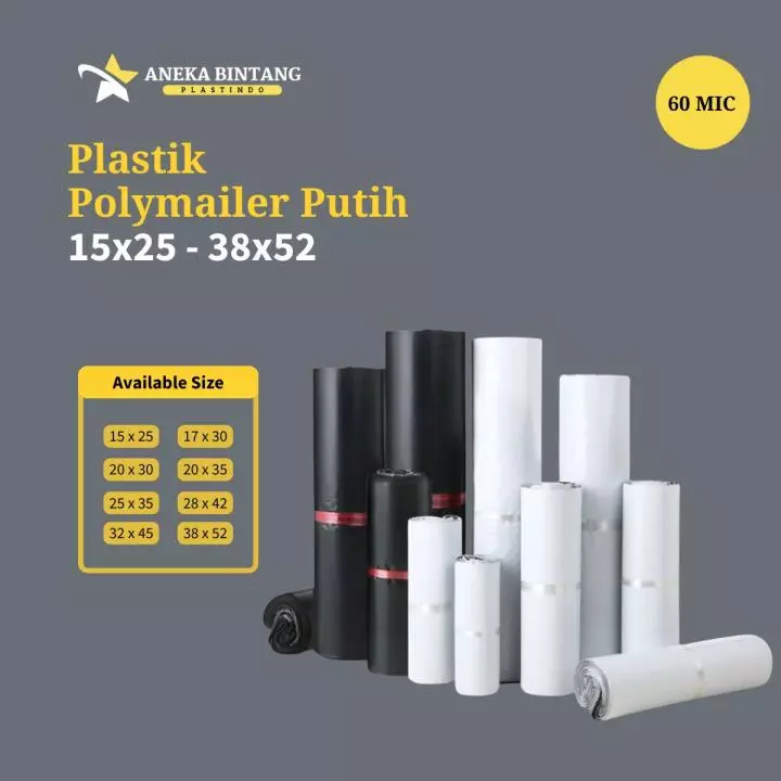 Plastik Polymailer PUTIH (15 x 25 s/d 38 x 52) 60 mic